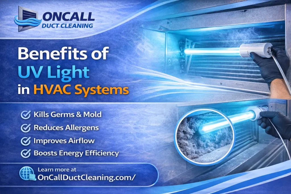 UV light installed in HVAC system to improve air quality and eliminate bacteria